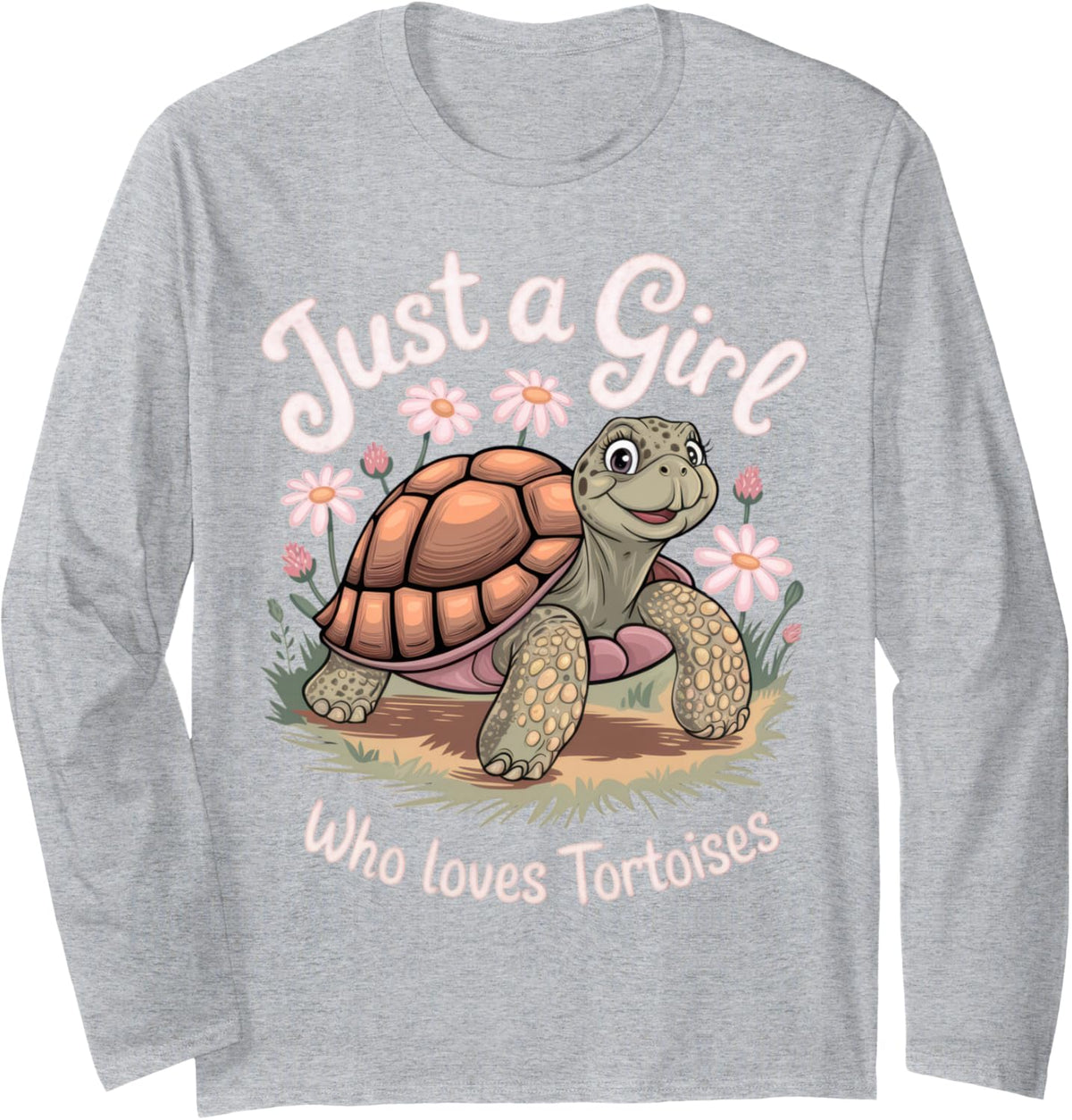 Just A Girl Who Loves Tortoises Cute Turtle Girl Fun Long Sleeve T-Shirt - Adult Unisex Heather Grey
