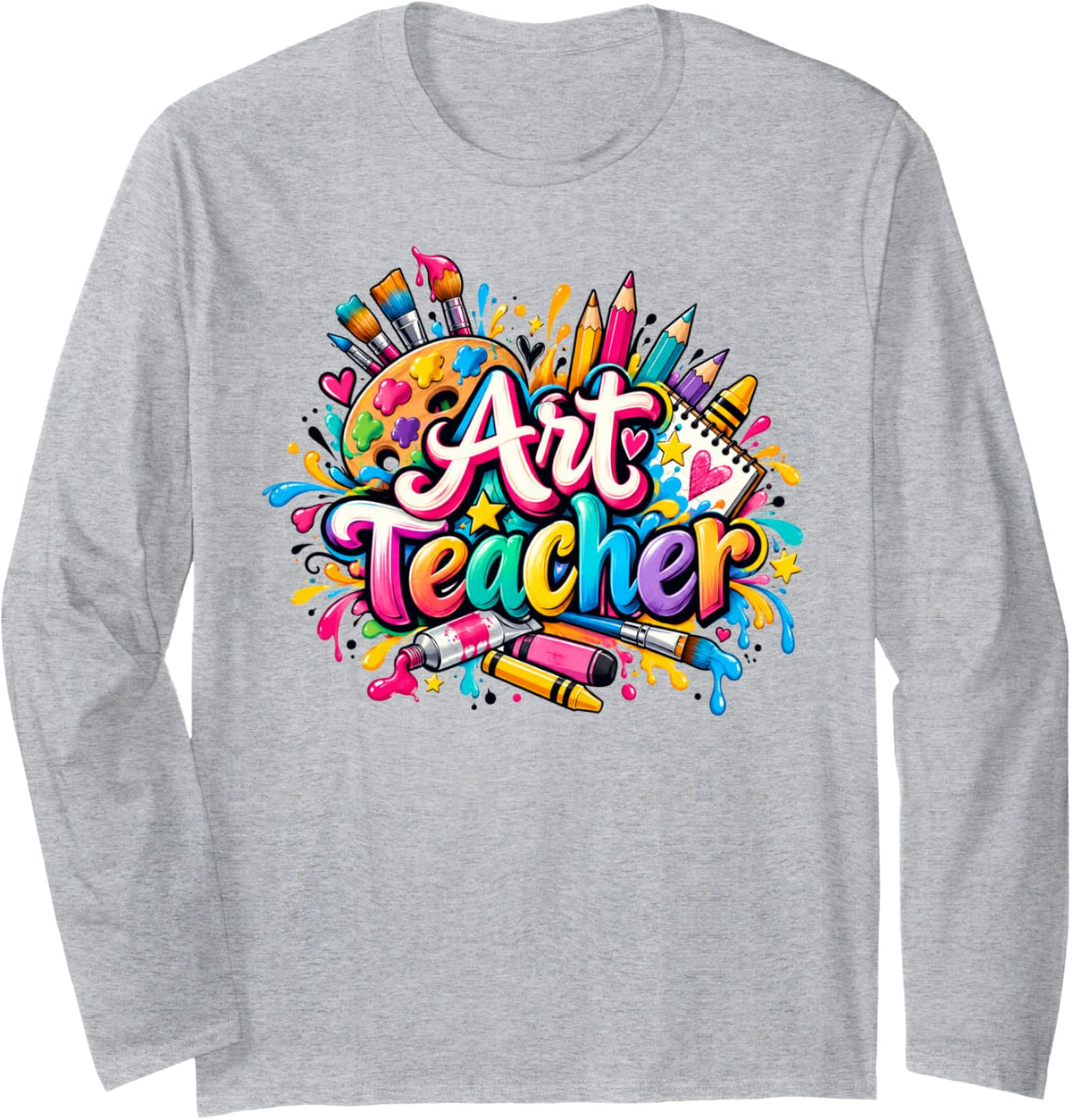 Art Teacher Artist Teacher School Teaching Future Artists Long Sleeve T-Shirt - Adult Unisex Heather Grey