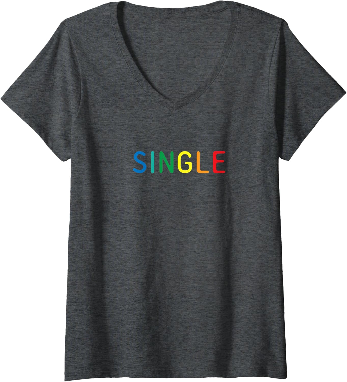 Womens single in rainbow gay flag colors | LGBT pride V-Neck T-Shirt - Dark Heather Grey