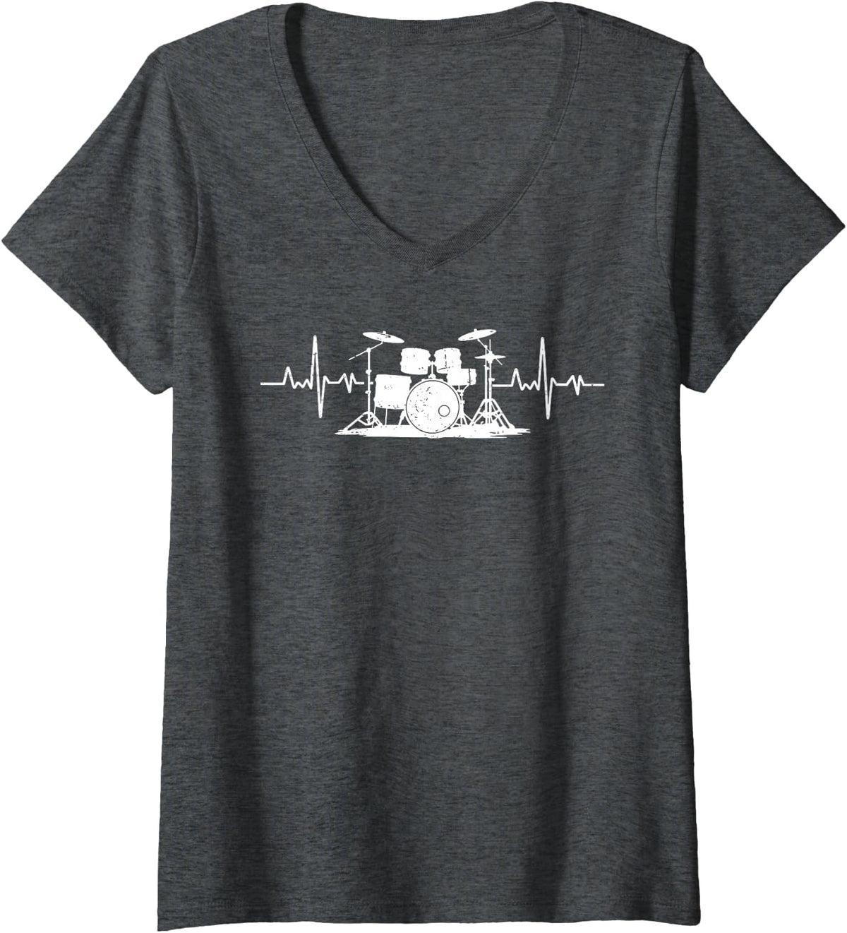 Women's Drum Set Art for Men Women Kids Drumming Percussionist V-Neck T-Shirt - Dark Heather Grey