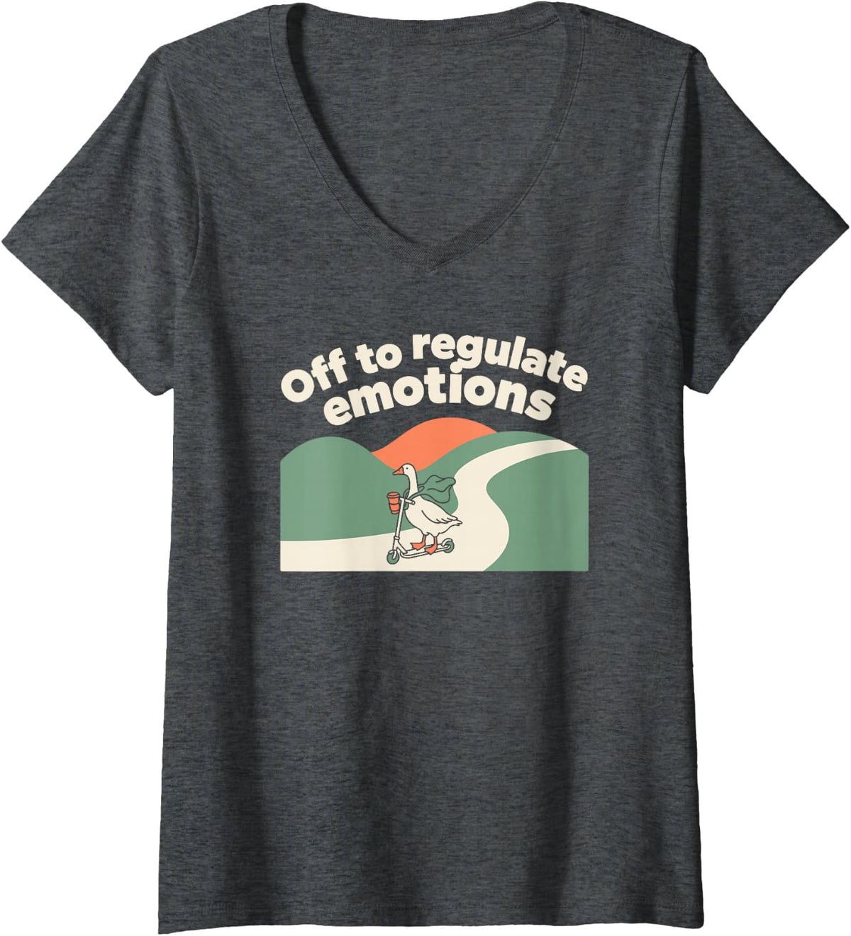 Women's School Counselor Off to Regulate Emotions Goose for Women V-Neck T-Shirt - Dark Heather Grey