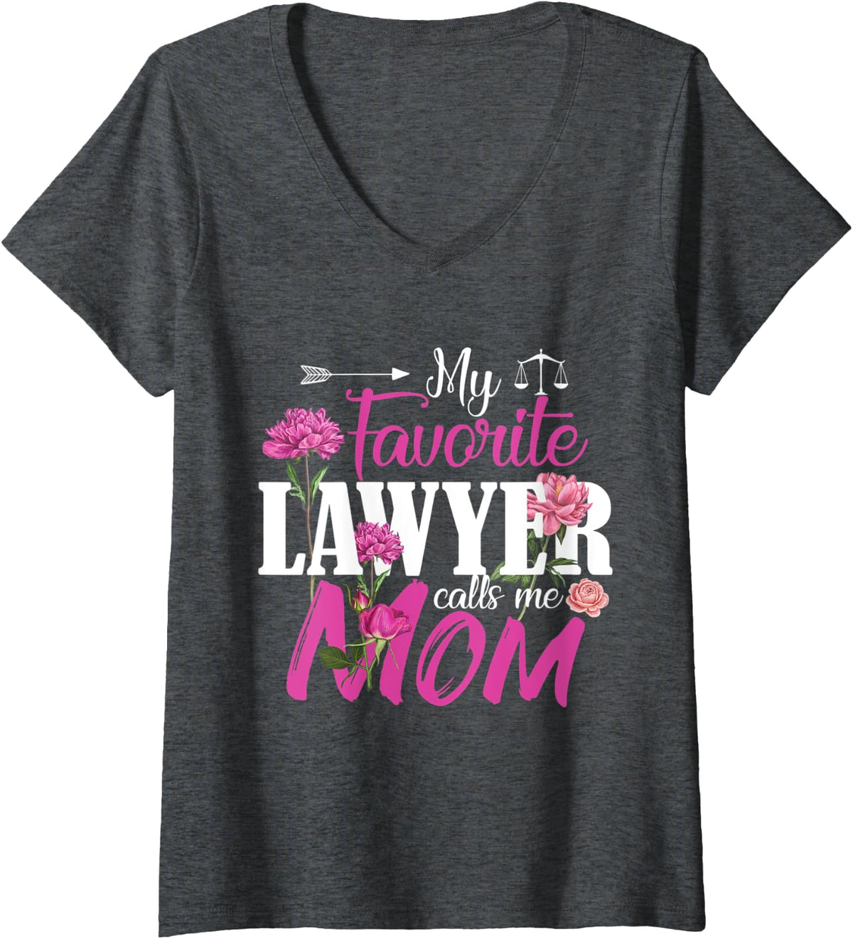 Womens My Favorite Lawyer Calls Me Mom Best Mothers Day Gifts V-Neck T-Shirt - Dark Heather Grey