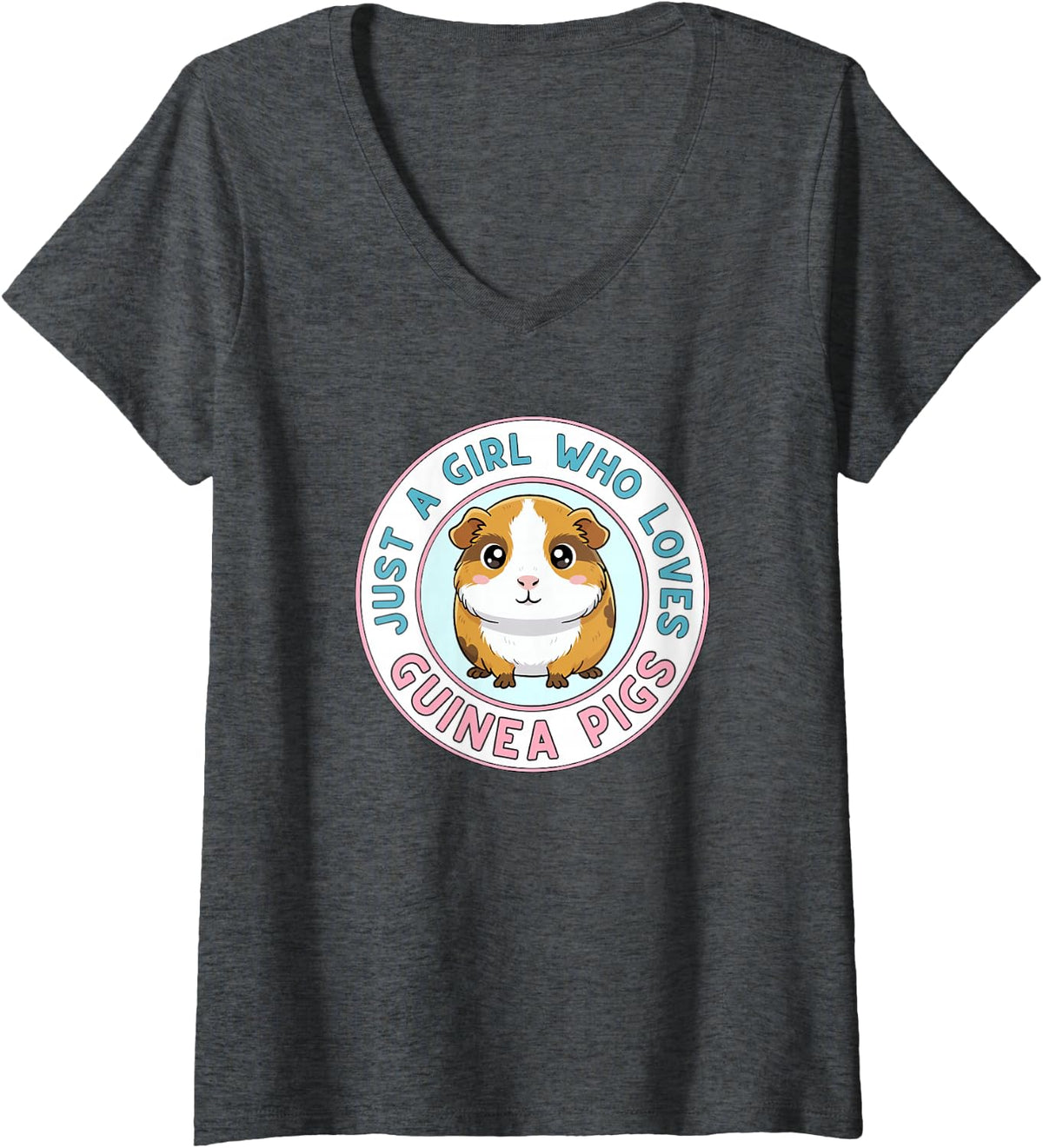 Women's Just A Girl Who Loves Guinea Pigs V-Neck T-Shirt - Dark Heather Grey