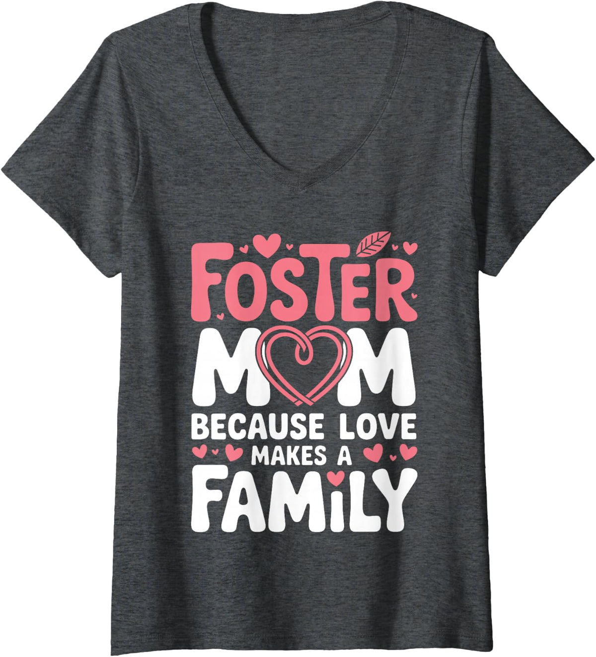 Women's Foster Mom Art for Women Girls Mom Foster Parent Foster Mom V-Neck T-Shirt - Dark Heather Grey