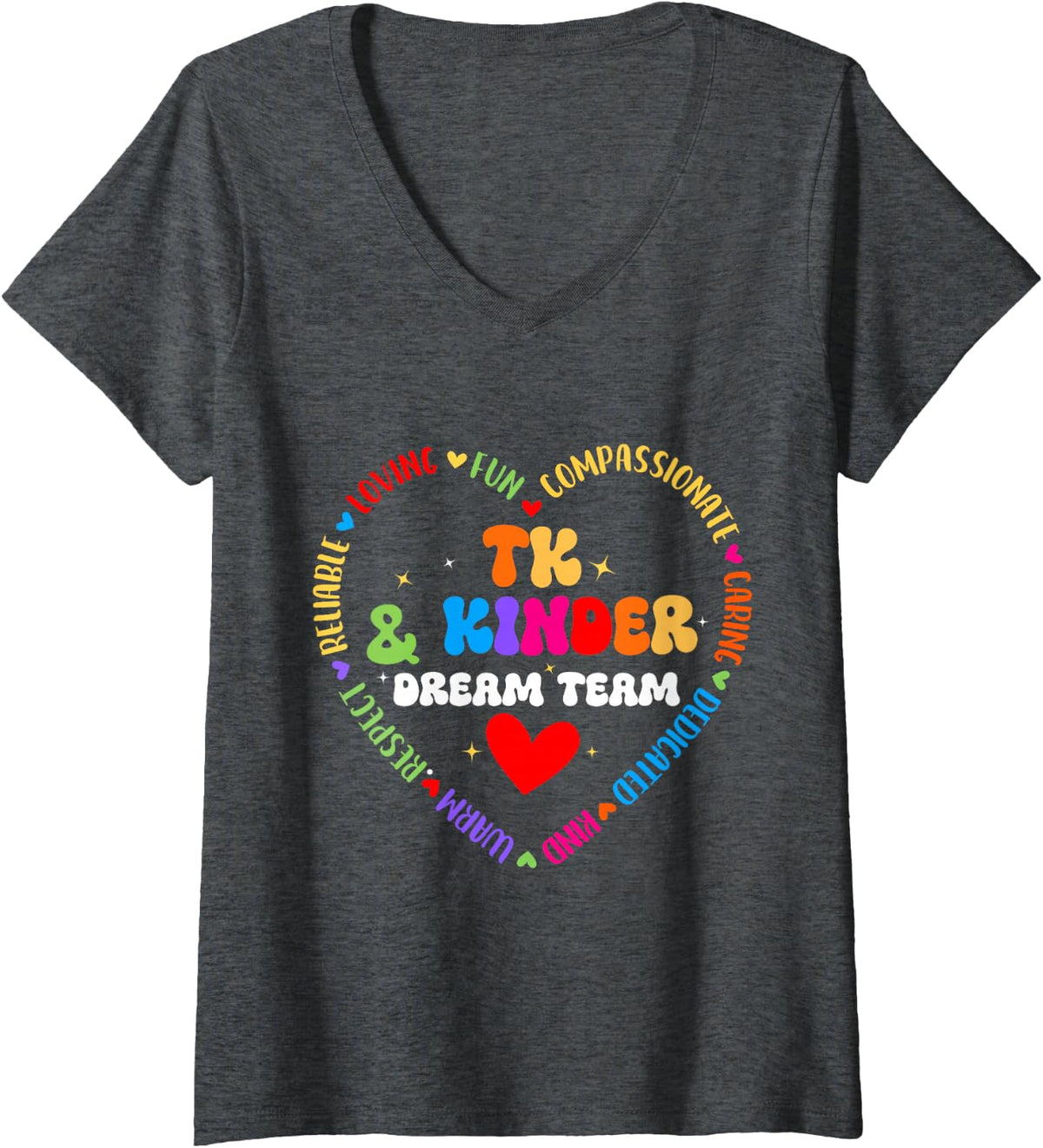 Women's TK & Kinder Dream Team Transitional Kindergarten Teacher V-Neck T-Shirt - Dark Heather Grey