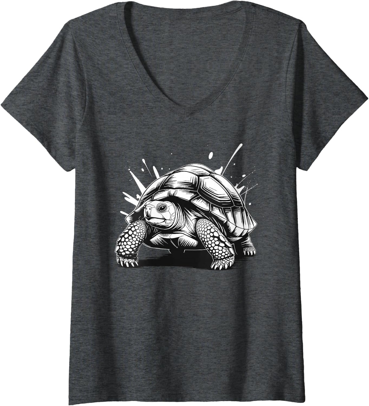 Women's Tortoise Design for Men Women Kids Tortoise Outfit V-Neck T-Shirt - Dark Heather Grey