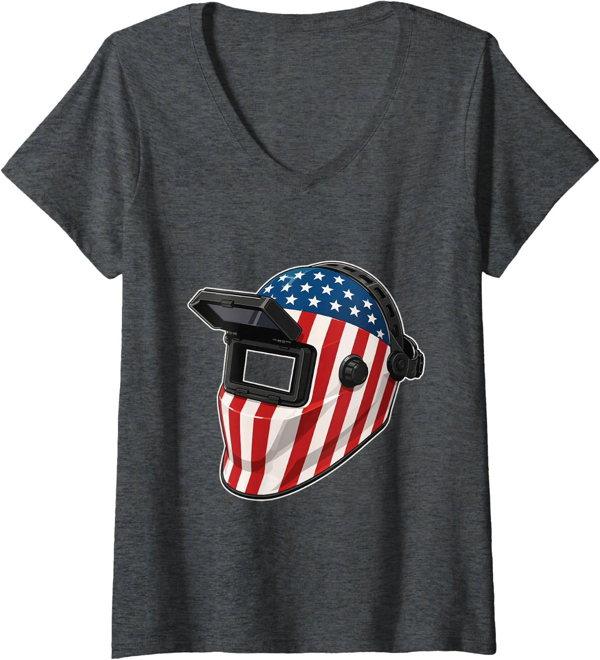Women's Welding Hood - Welder Metalworker Ironworker V-Neck T-Shirt - Dark Heather Grey