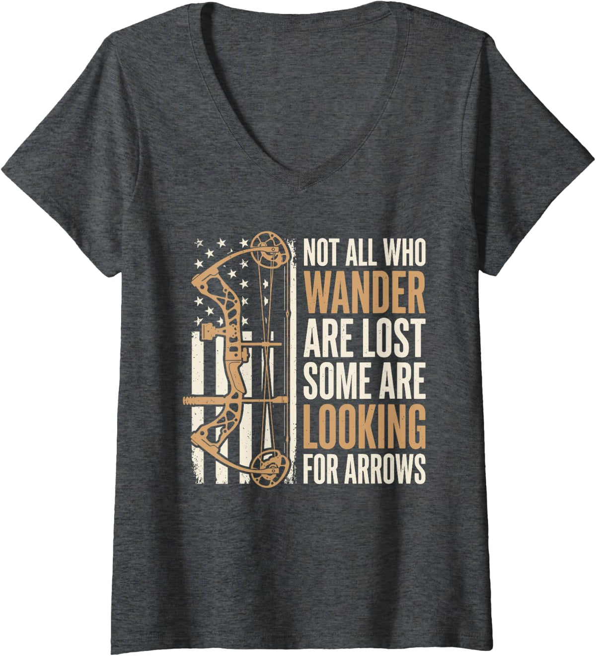 Women's Funny Bow Hunting Art for Men Women Archery Lover Bowhunter V-Neck T-Shirt - Dark Heather Grey