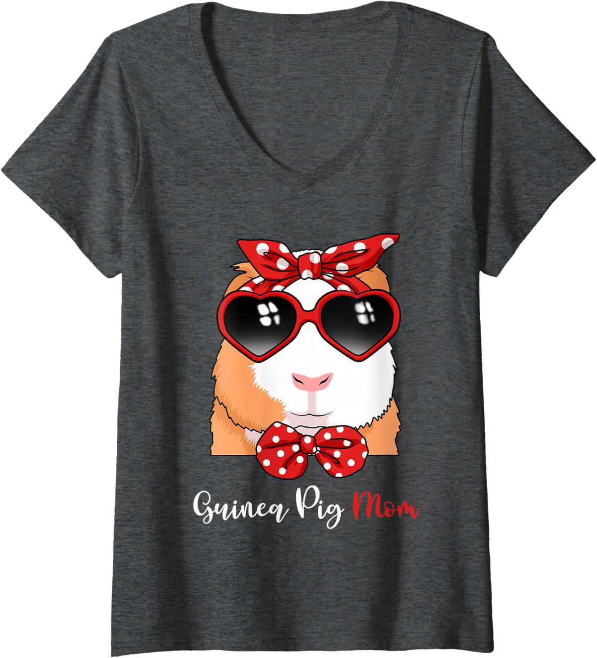 Womens Guinea Pig Shirt Girls Guinea Pig Gifts Women Guinea Pig V-Neck T-Shirt - Dark Heather Grey