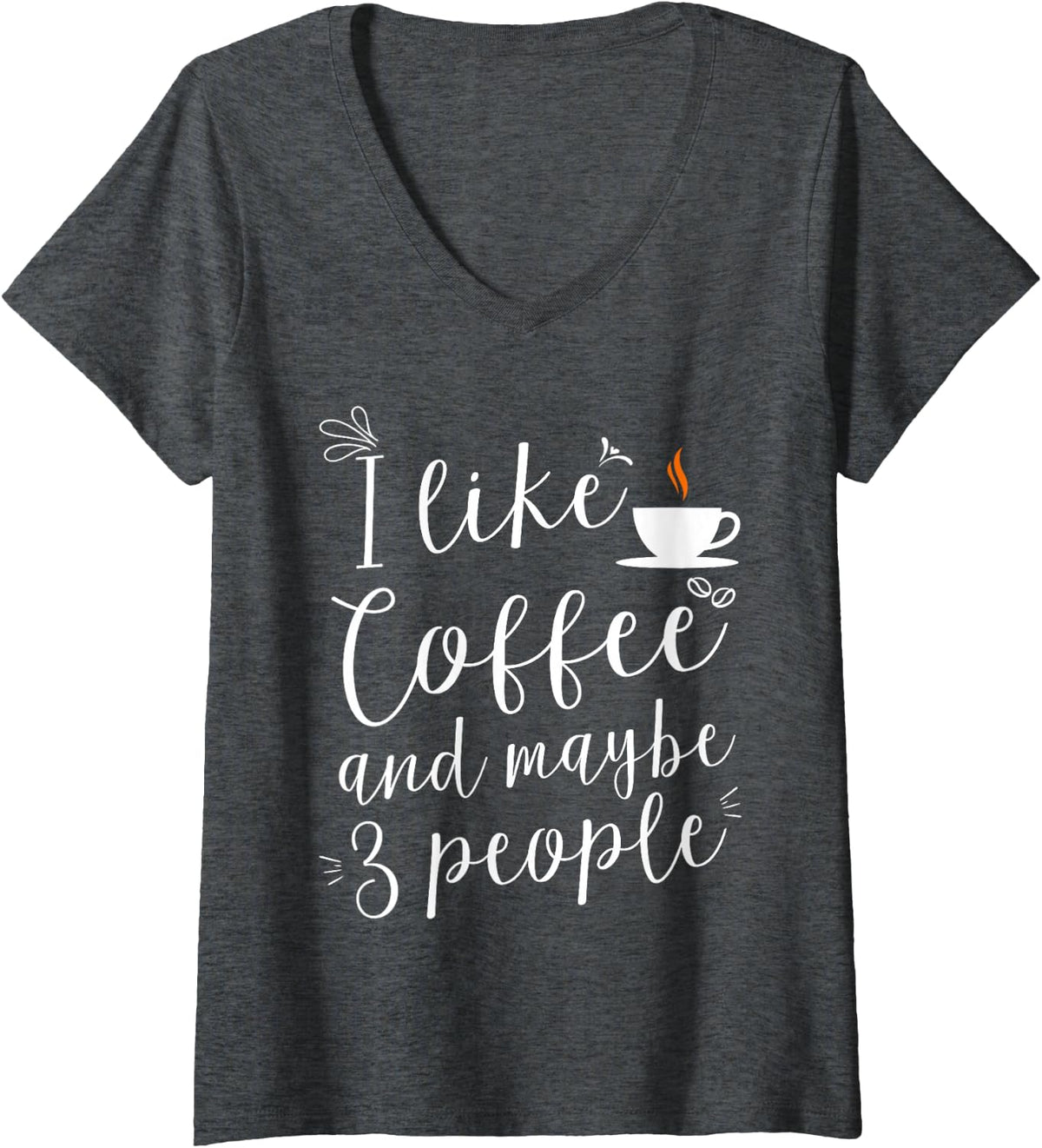 Womens I like Coffee and maybe 3 people V-Neck T-Shirt - Dark Heather Grey