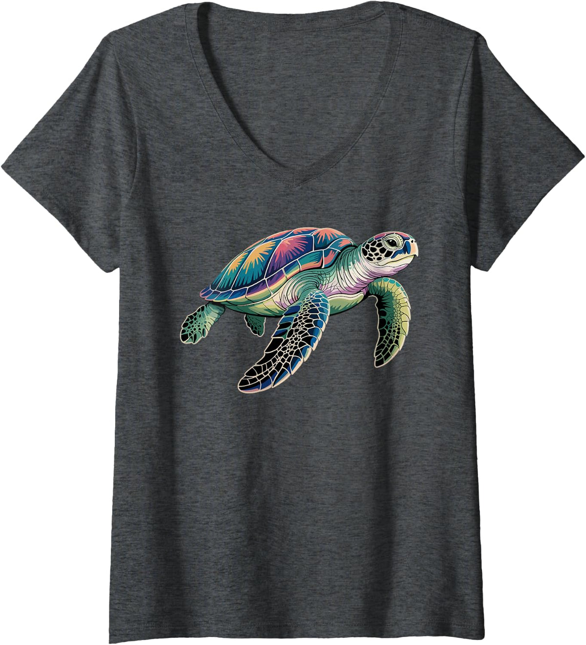 Women's Tortoise Design for Men Women Kids Sea Turtle Tortoise V-Neck T-Shirt - Dark Heather Grey