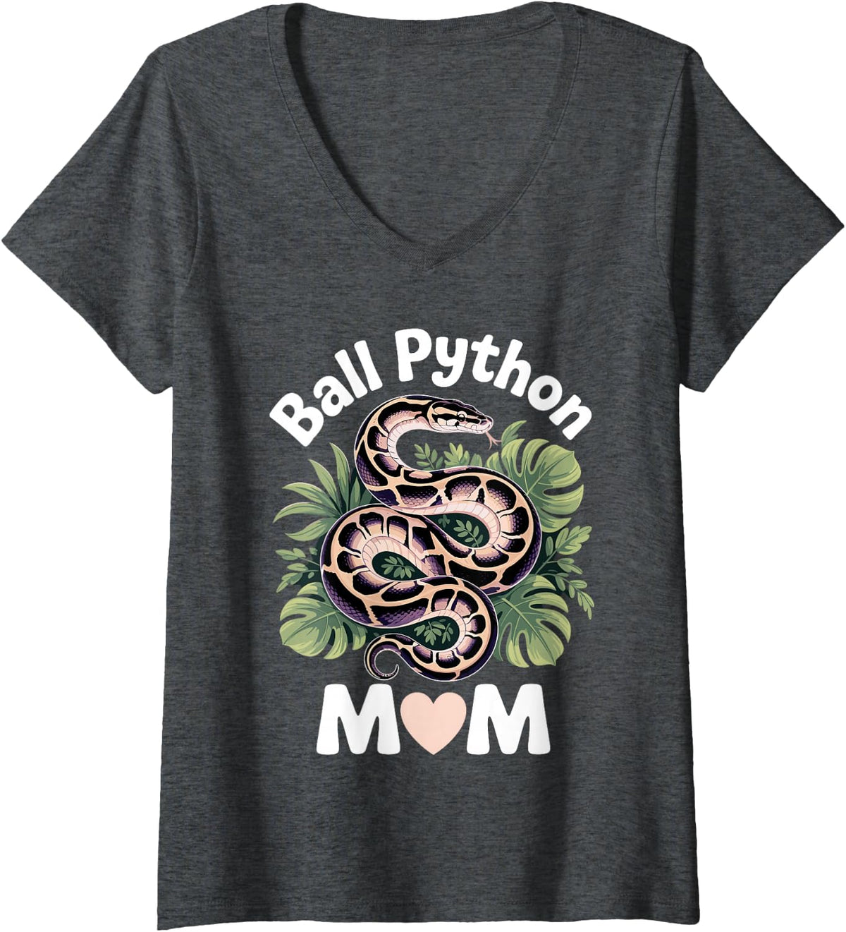 Women's Ball Python Art for Women Mom Girls Ball Python Snake Lover V-Neck T-Shirt - Dark Heather Grey