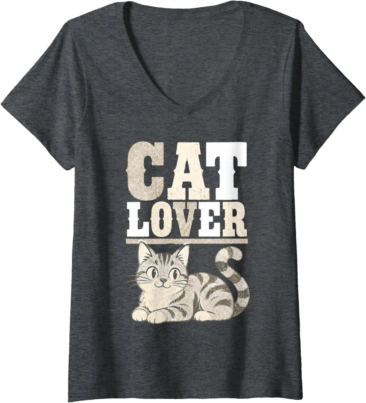 Women's Cat Lover Funny Cat Cat Lovers Cat Meme Cat Dad Cat Mom V-Neck T-Shirt - Dark Heather Grey