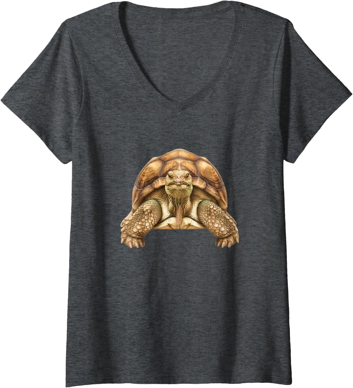 Women's Funny Tortoise Lover Slow Nature Wildlife Animal Fan V-Neck T-Shirt - Dark Heather Grey