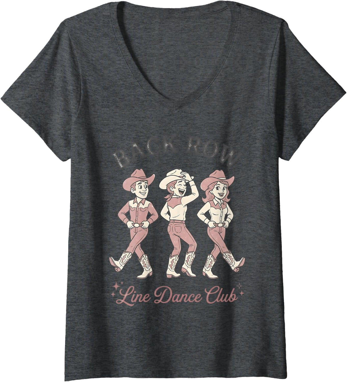Women's Line Dance Club Line Dancing Line Dancer V-Neck T-Shirt - Dark Heather Grey