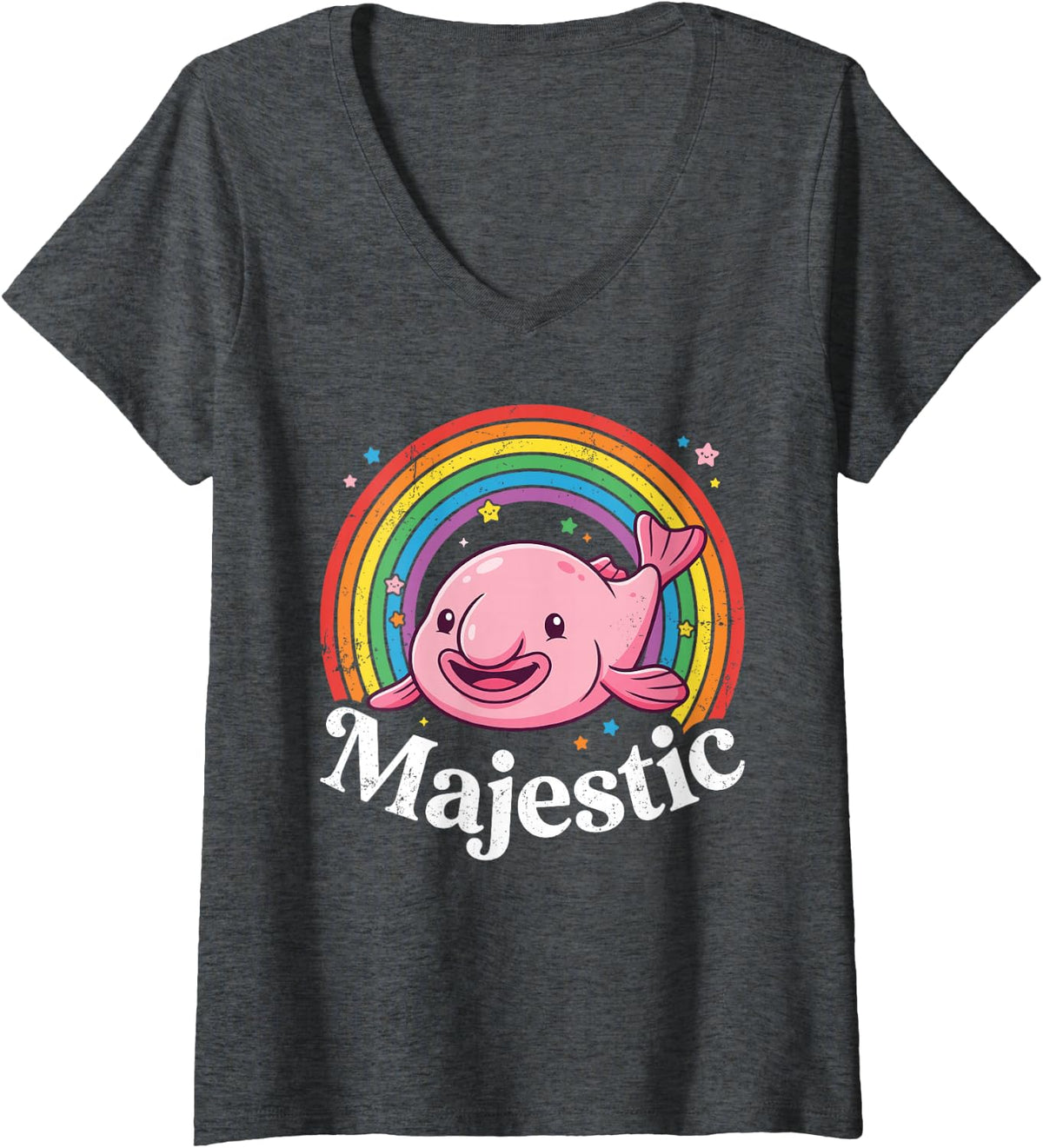 Women's Blob Fish Art for Men Women Kids Blobfish Lover V-Neck T-Shirt - Dark Heather Grey