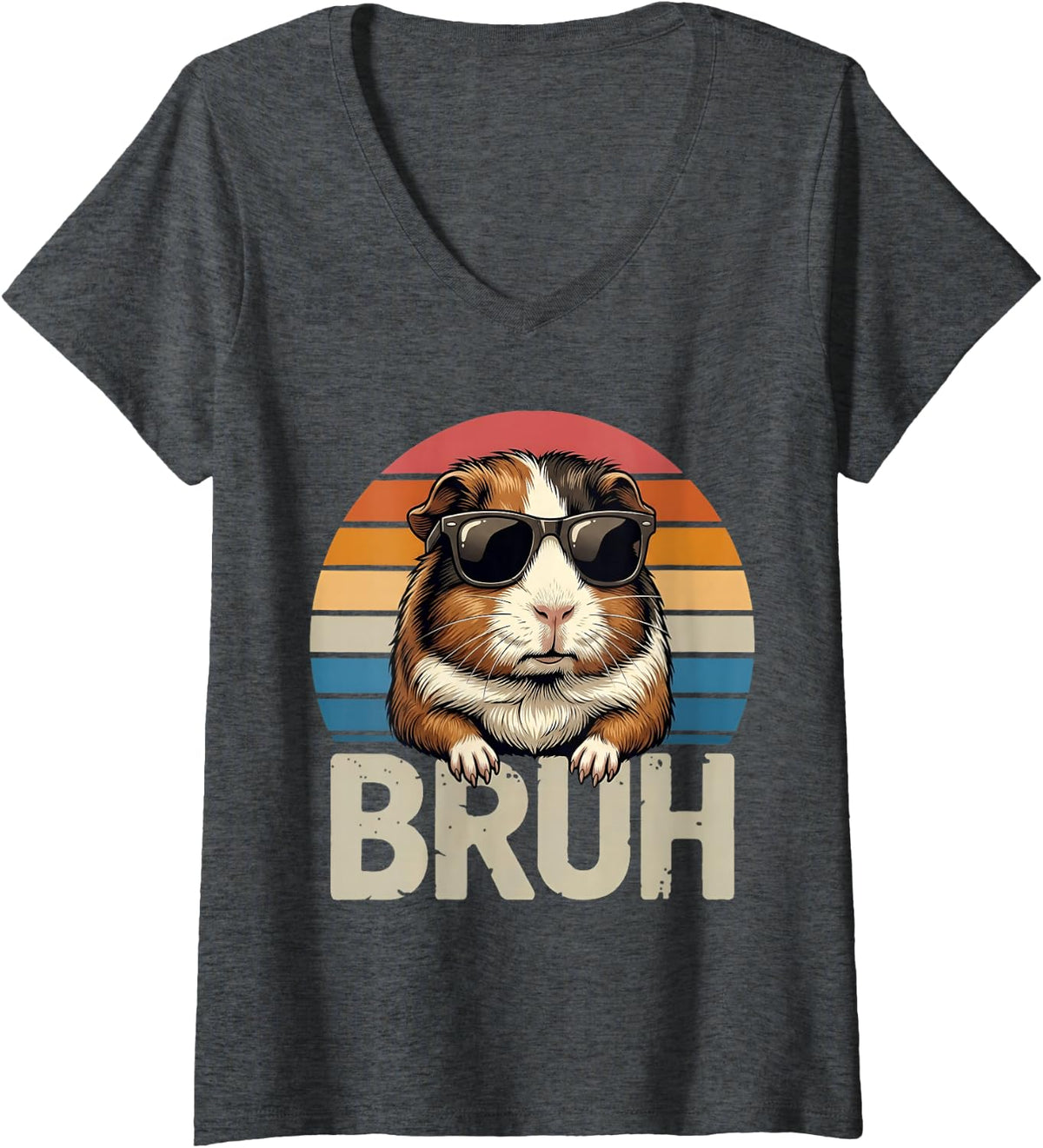 Women's Gaming Bruh Guinea Pig Funny Gamer Bruh Meme Guinea Pig V-Neck T-Shirt - Dark Heather Grey