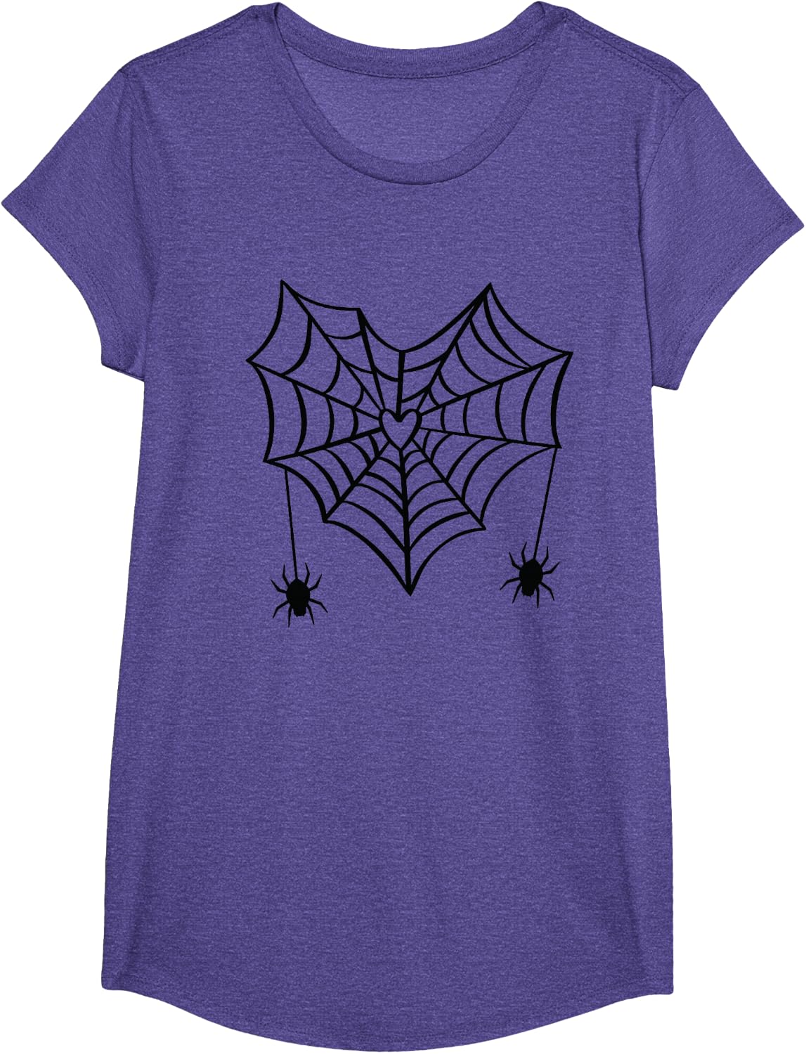 Heart Spider Web Halloween Teen Girls Love Spooky Season T-Shirt - Girls Purple Heather