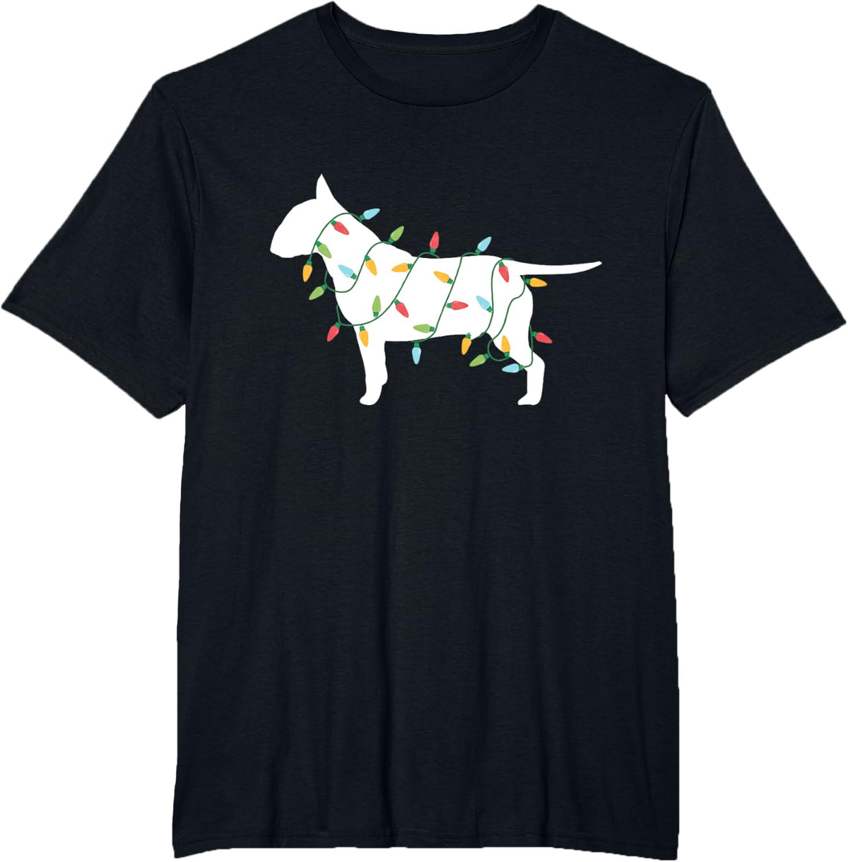 Christmas Lights Bull Terrier T Shirt Gifts for Dog Lovers Men Women Kids T-Shirt - Black