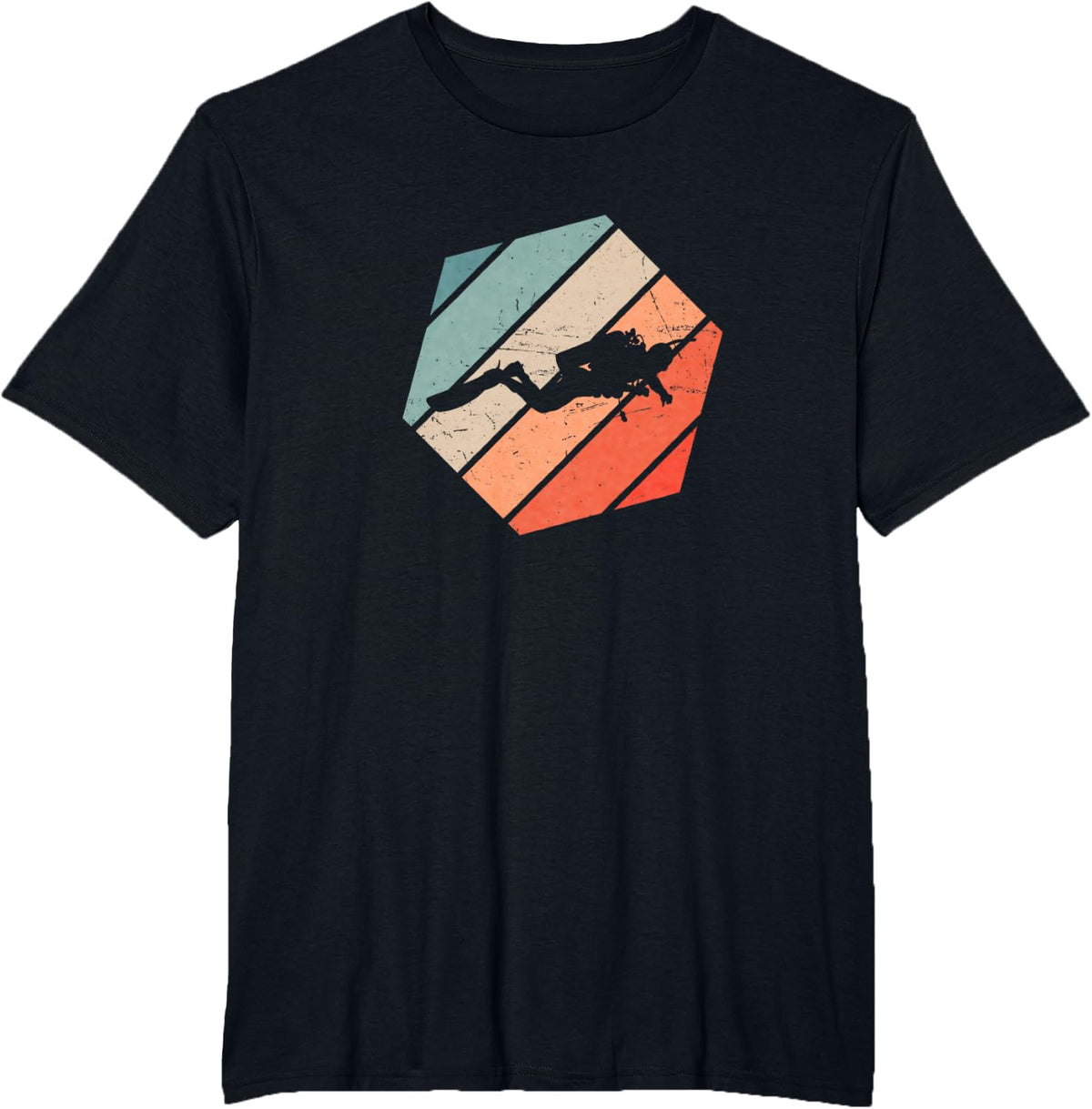 Men's Free Dive Scuba Diver Diver T-Shirt - Black