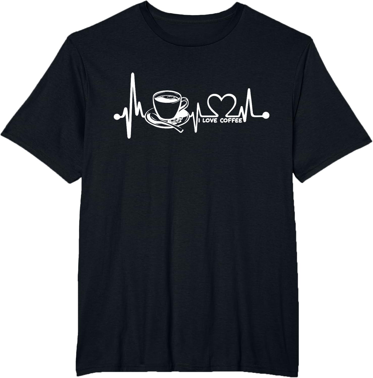 Coffee Lover I love coffee Heartbeat T-Shirt - Black