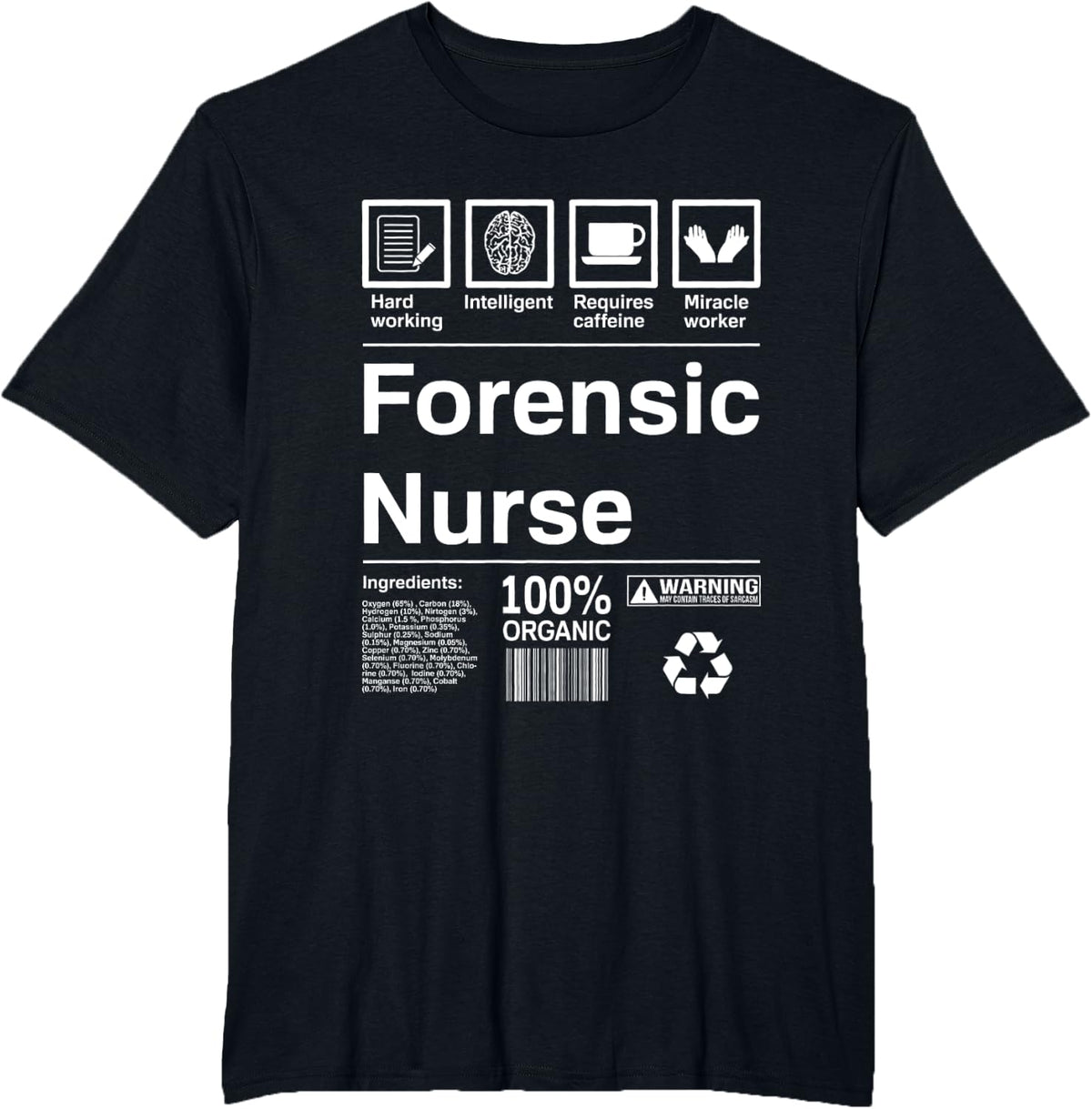 Forensic Nurse T-Shirt Gift T-Shirt - Black