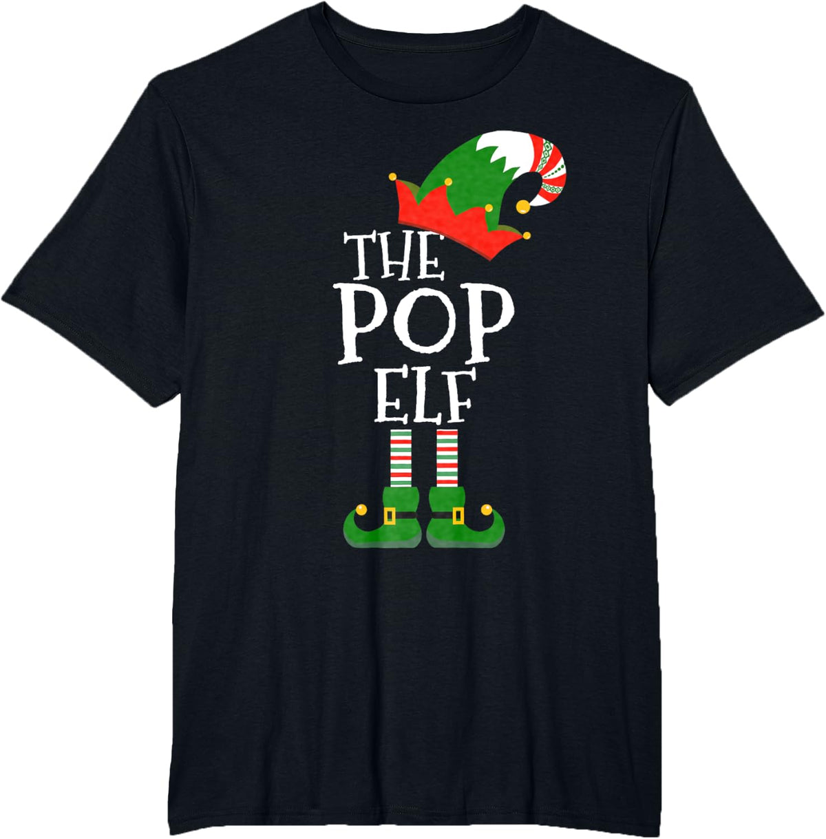 Easy The Pop Elf Costume Matching Family Group Christmas T-Shirt - Black