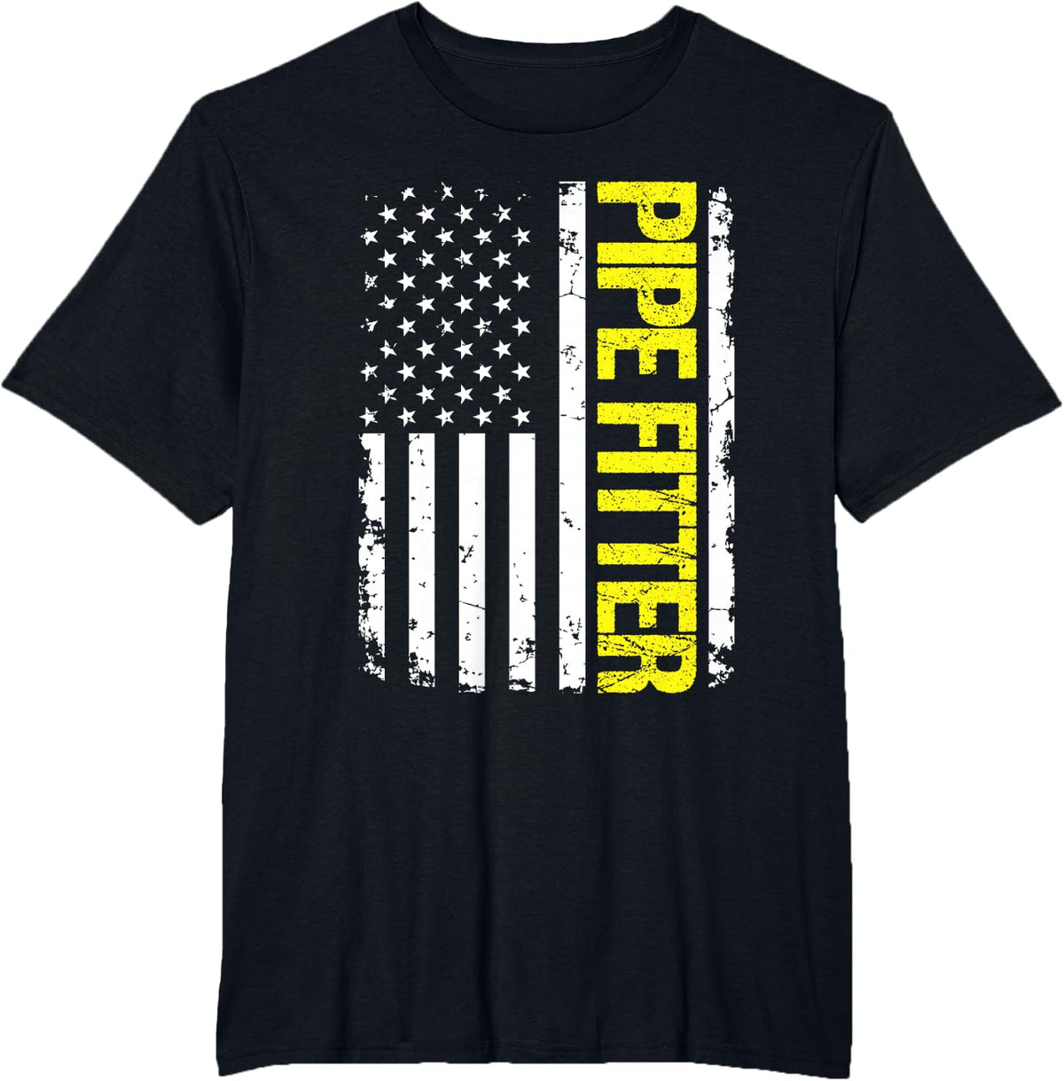 Pipe Fitter USA Flag T-Shirt - Black