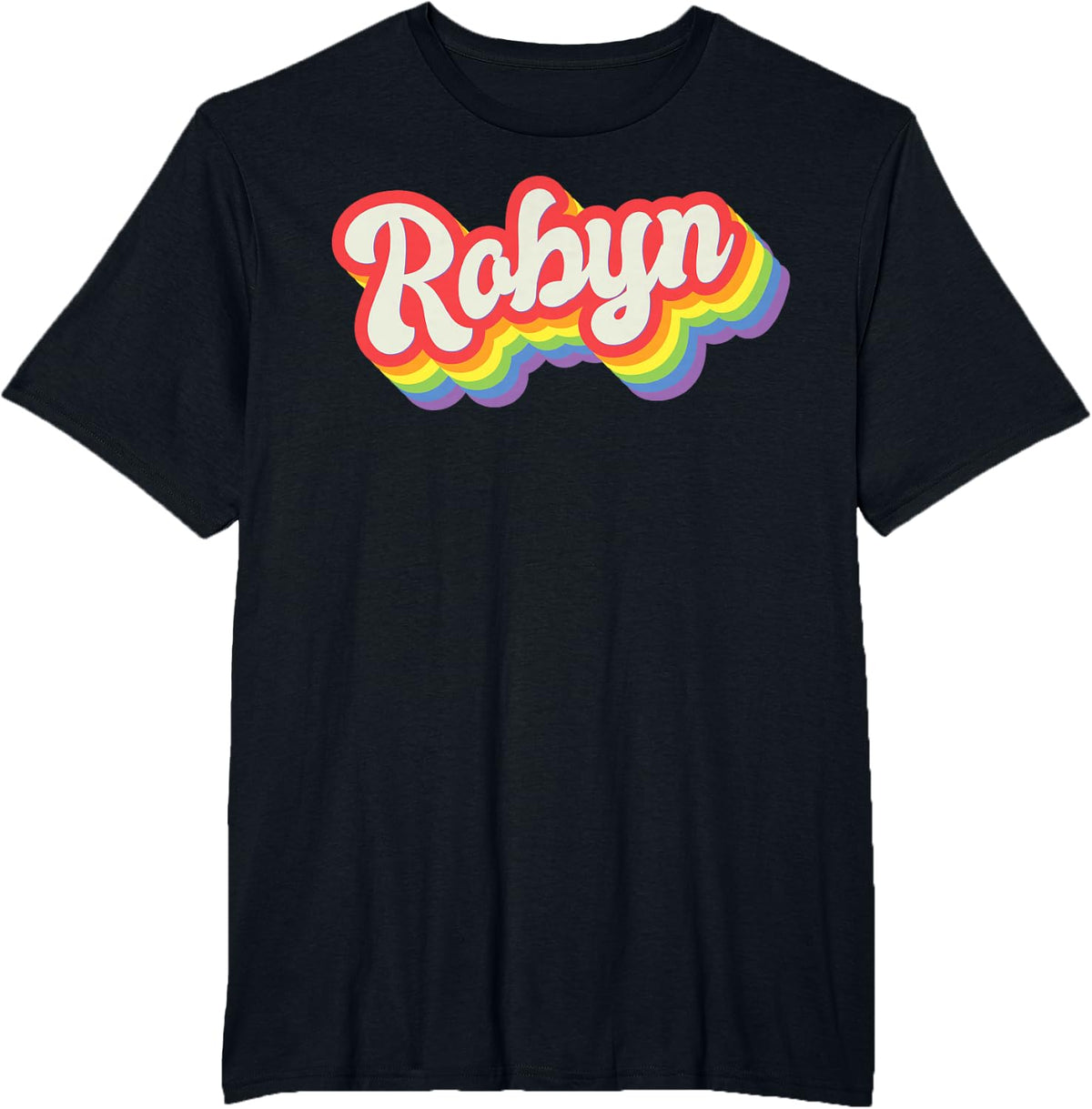 Robyn Pride Month LGBTQ Rainbow Flag Name Personalised T-Shirt - Black