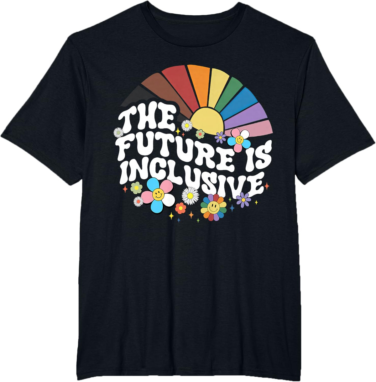 The Future Is Inclusive LGBT Trans Pride Month Gay Groovy T-Shirt - Black