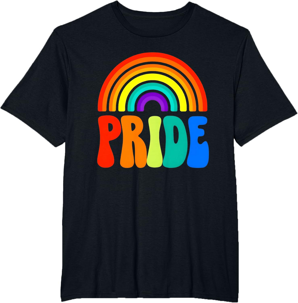 Pride Month Classic Retro Rainbow LGBTQ+ T-Shirt - Black