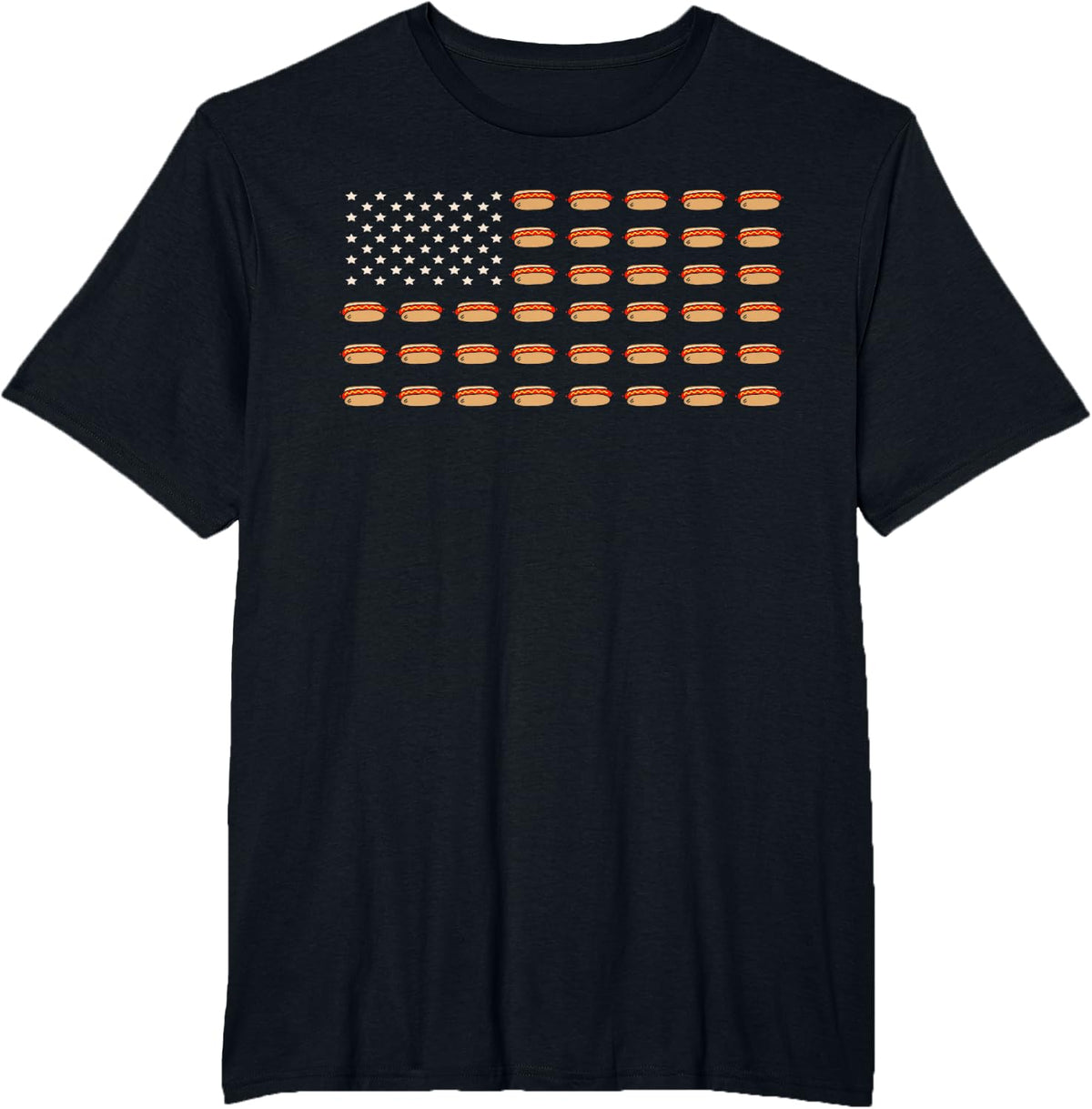 Funny Hot Dog American Flag Frankfurter Shirt - Men & Women T-Shirt - Black