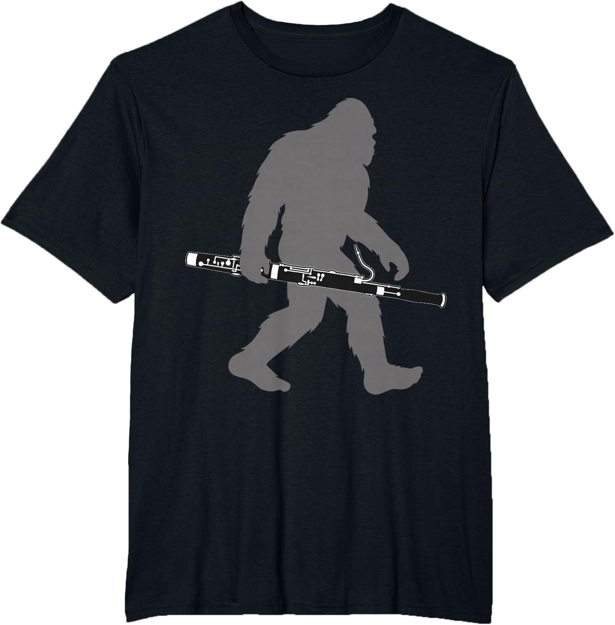 Bigfoot Playing Bassoon Funny Sasquatch Musician Bassoonist T-Shirt - Black