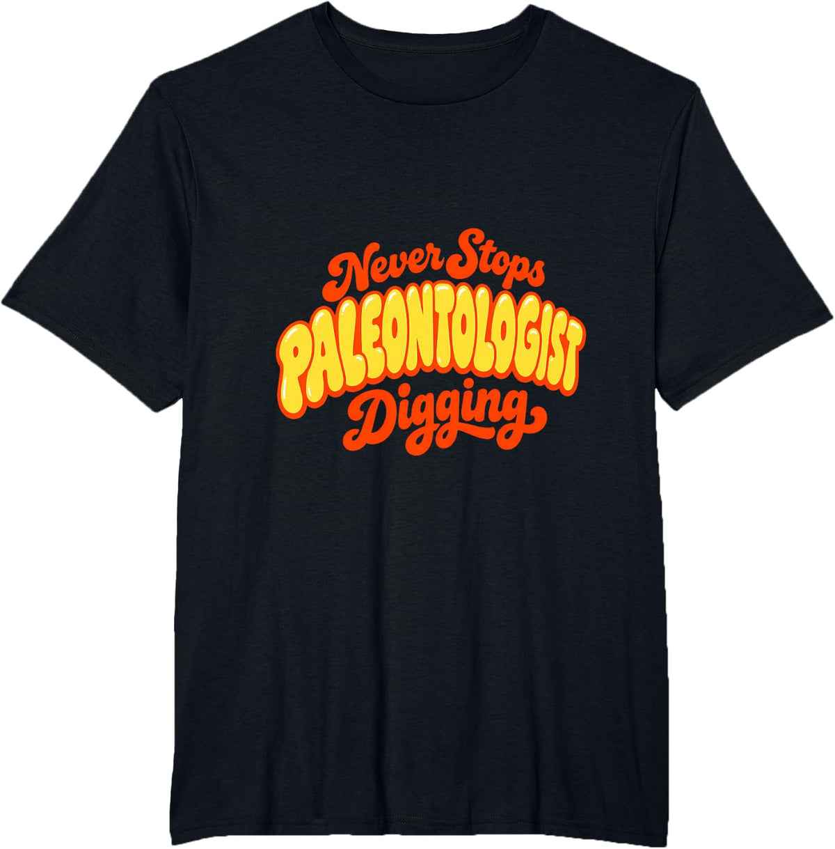 Paleontologist Never Stops Digging Kids Fossil Hunter T-Shirt - Black