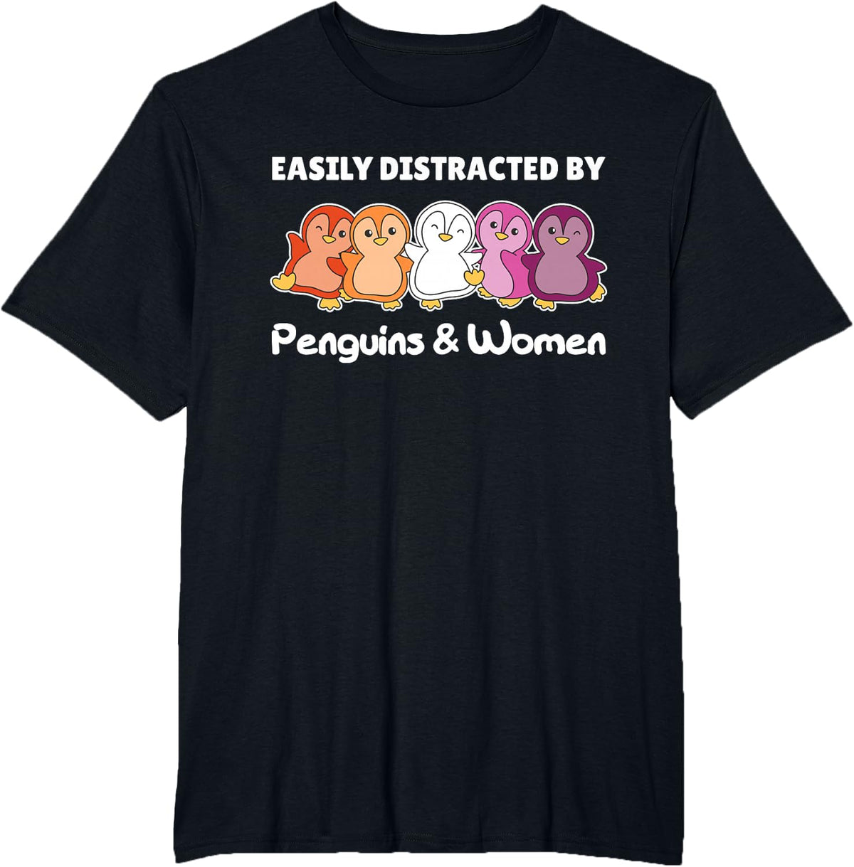 Lesbian Flag Pride Month Lgbtq Lesbian Penguin T-Shirt - Black