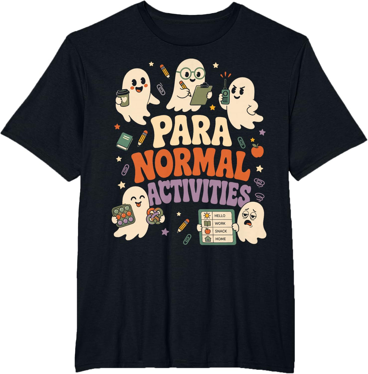 para Normal Activities Cute Ghost Paraprofessional Teacher T-Shirt - Black