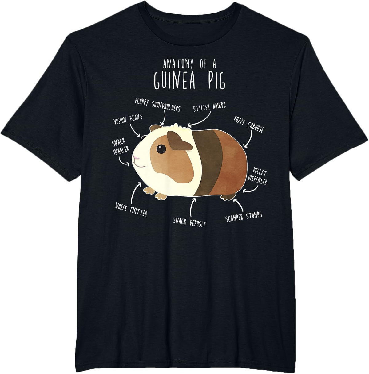 Anatomy of a Guinea Pig, Funny Pet Animal T-Shirt - Black