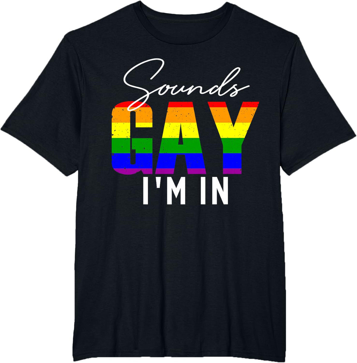 Sounds Gay Im In Rainbow Pride Month LGBTQ Queer Trans Pan T-Shirt - Black