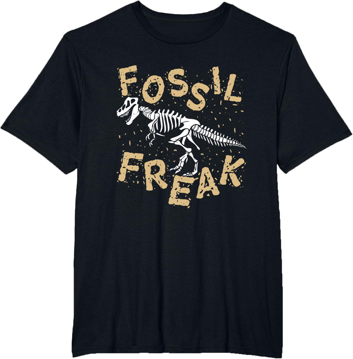 Fossil Freak Paleontology T-Rex Skeleton Dinosaur T-Shirt - Black