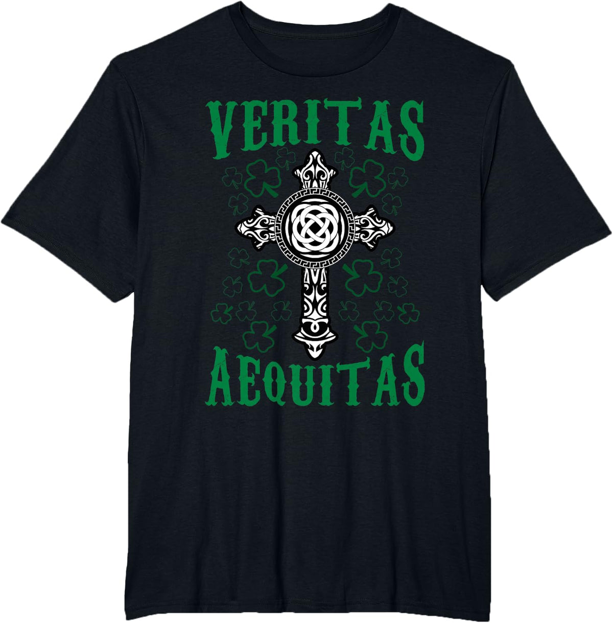 St Patrick's Day Irish Veritas Aequitas Ireland Men Women T-Shirt - Black