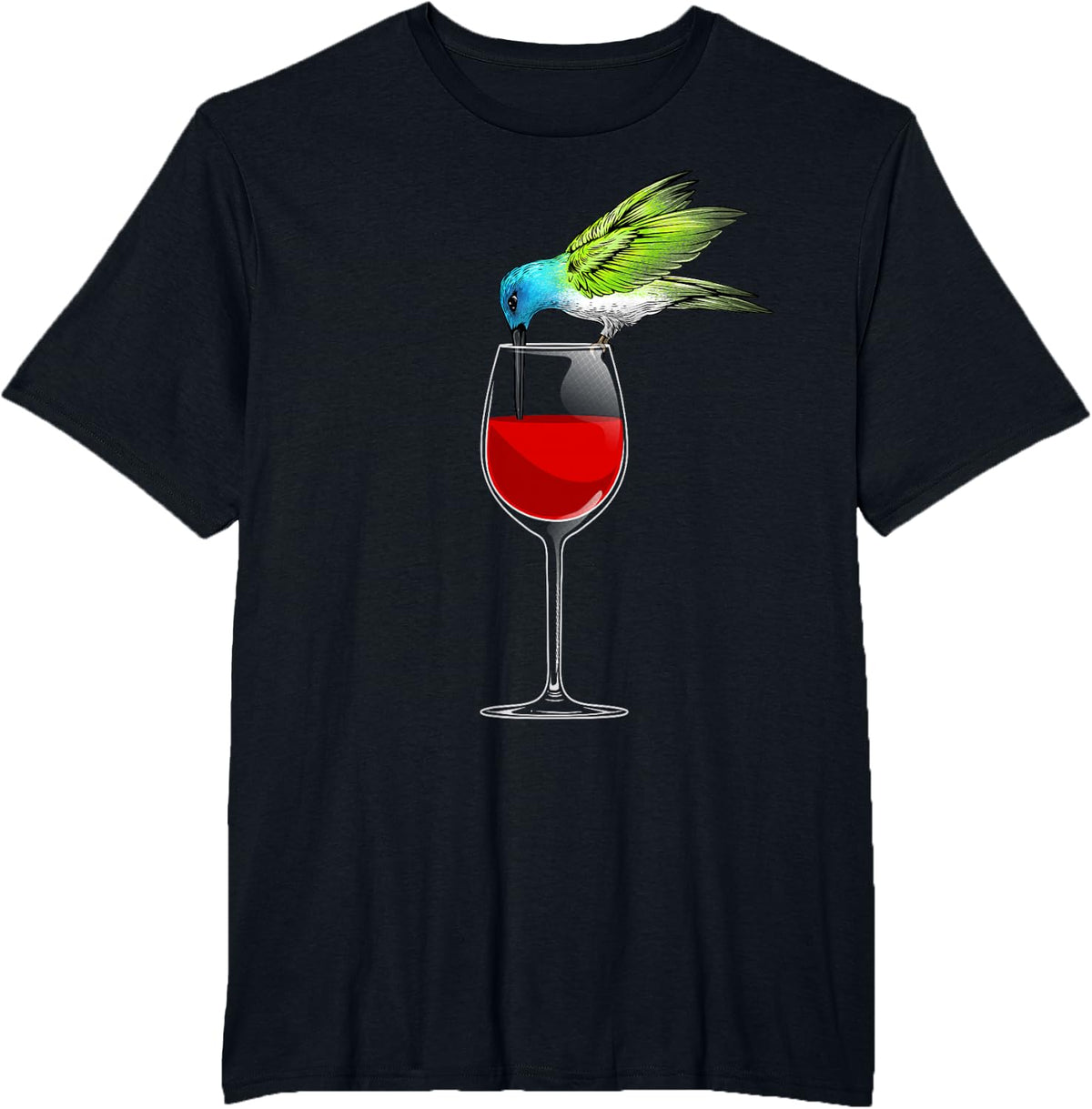 Cool Hummingbird For Men Women Wine Glass Animal Bird Lover T-Shirt - Black