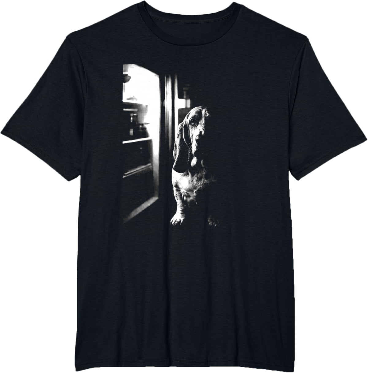 Basset Hound Funny Night Fridge T-Shirt - Black
