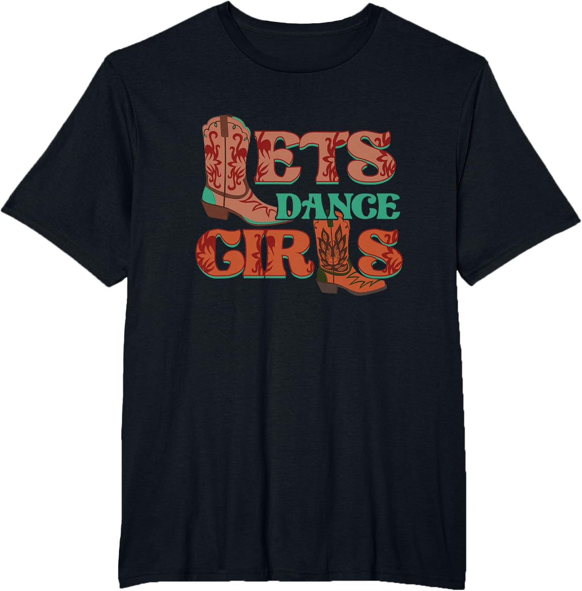 Let's Dance Girls | Line Dance Country | Cowboy Cowgirl T-Shirt - Black
