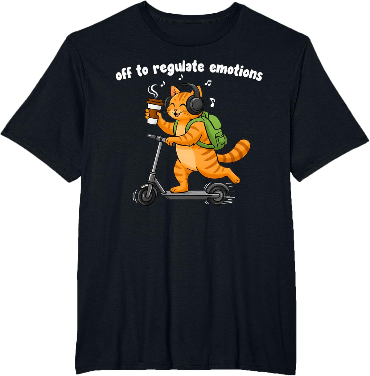 Off to Regulate Emotions Funny Cat Mental Health Tee T-Shirt for Counselors Therapists - Black