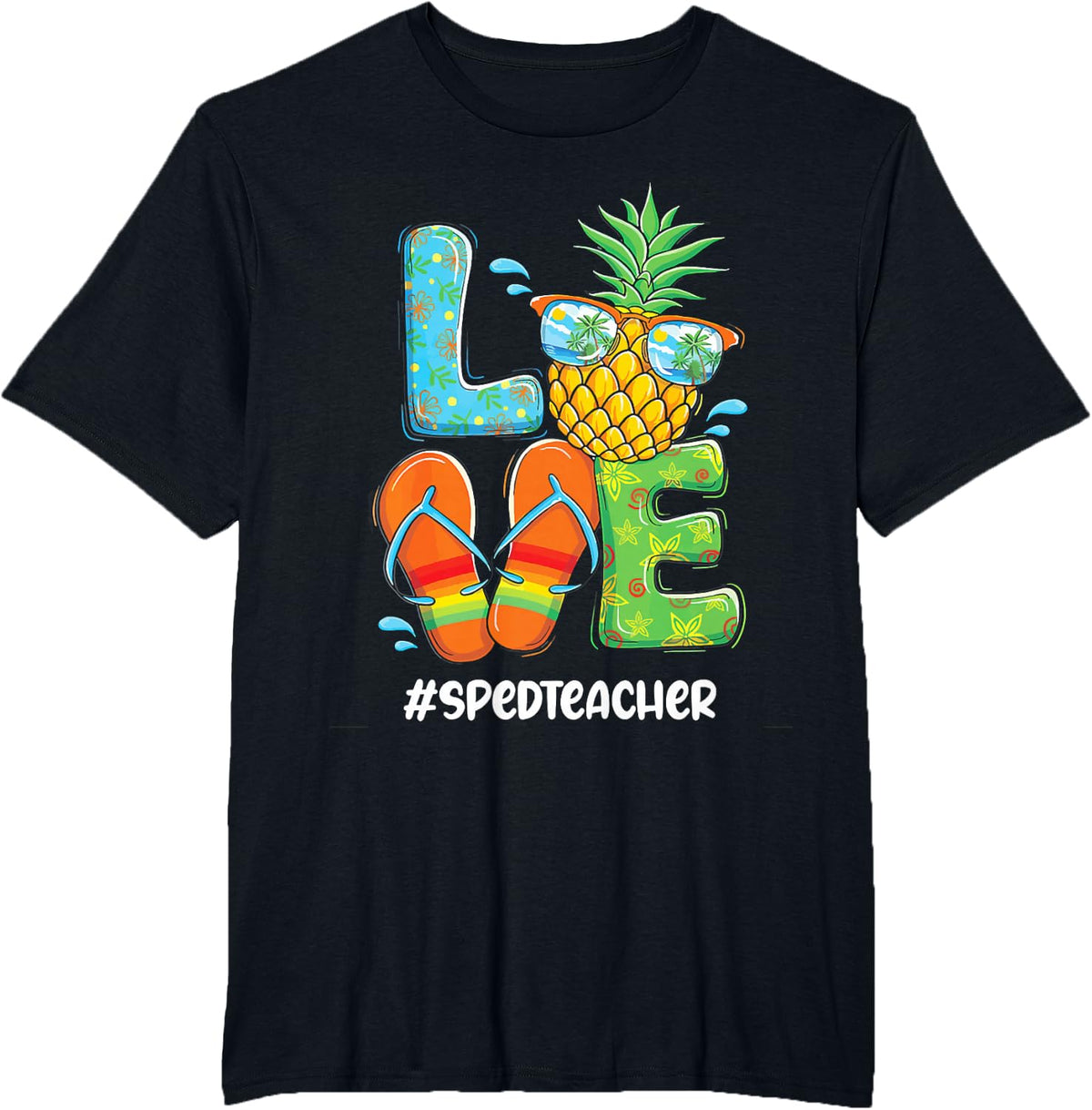 Love Pineapple Summer Special Education Teacher SPED T-Shirt - Black