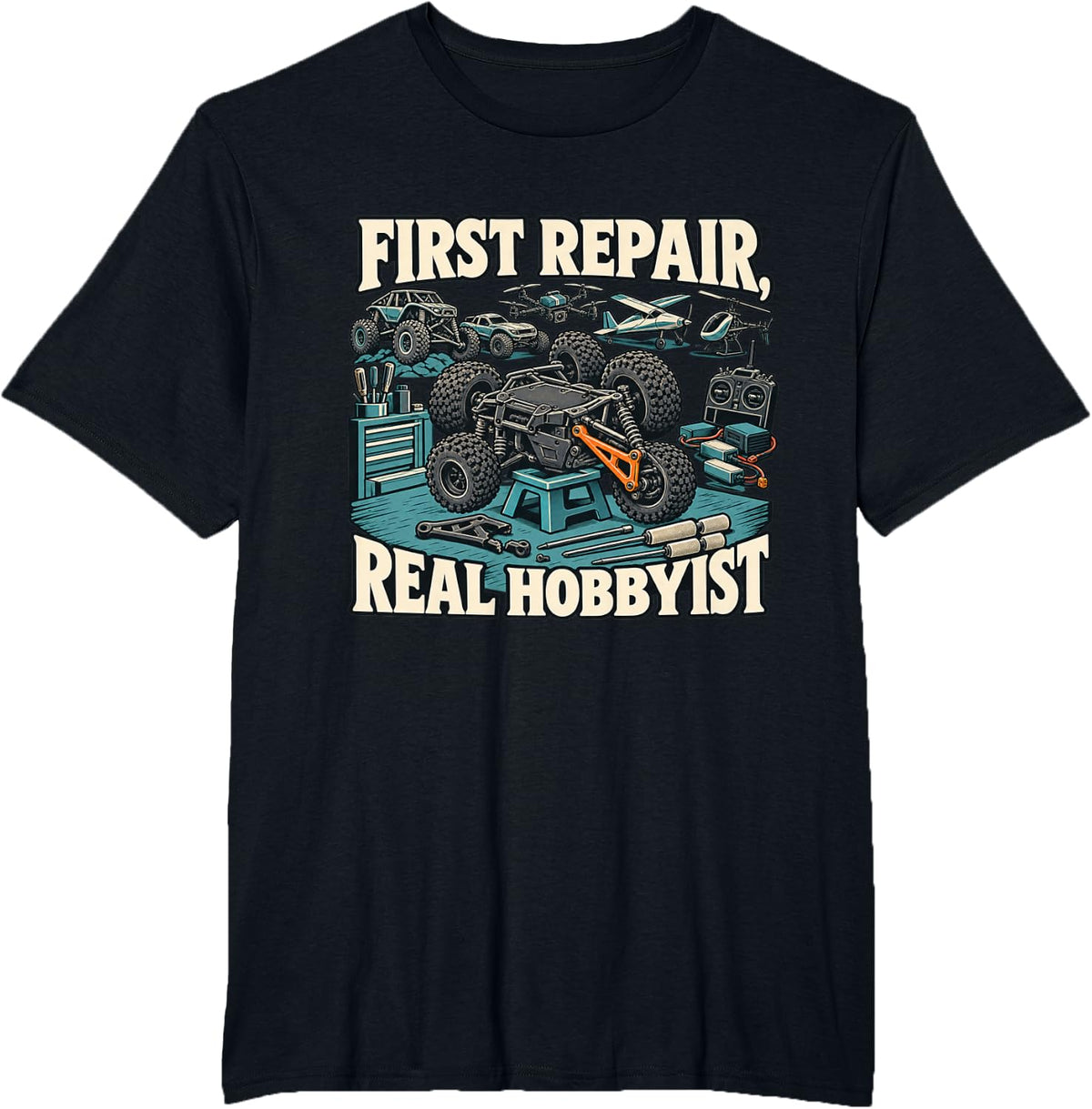 RC Car Repair Model Mechanic Hobby Humor T-Shirt - Black