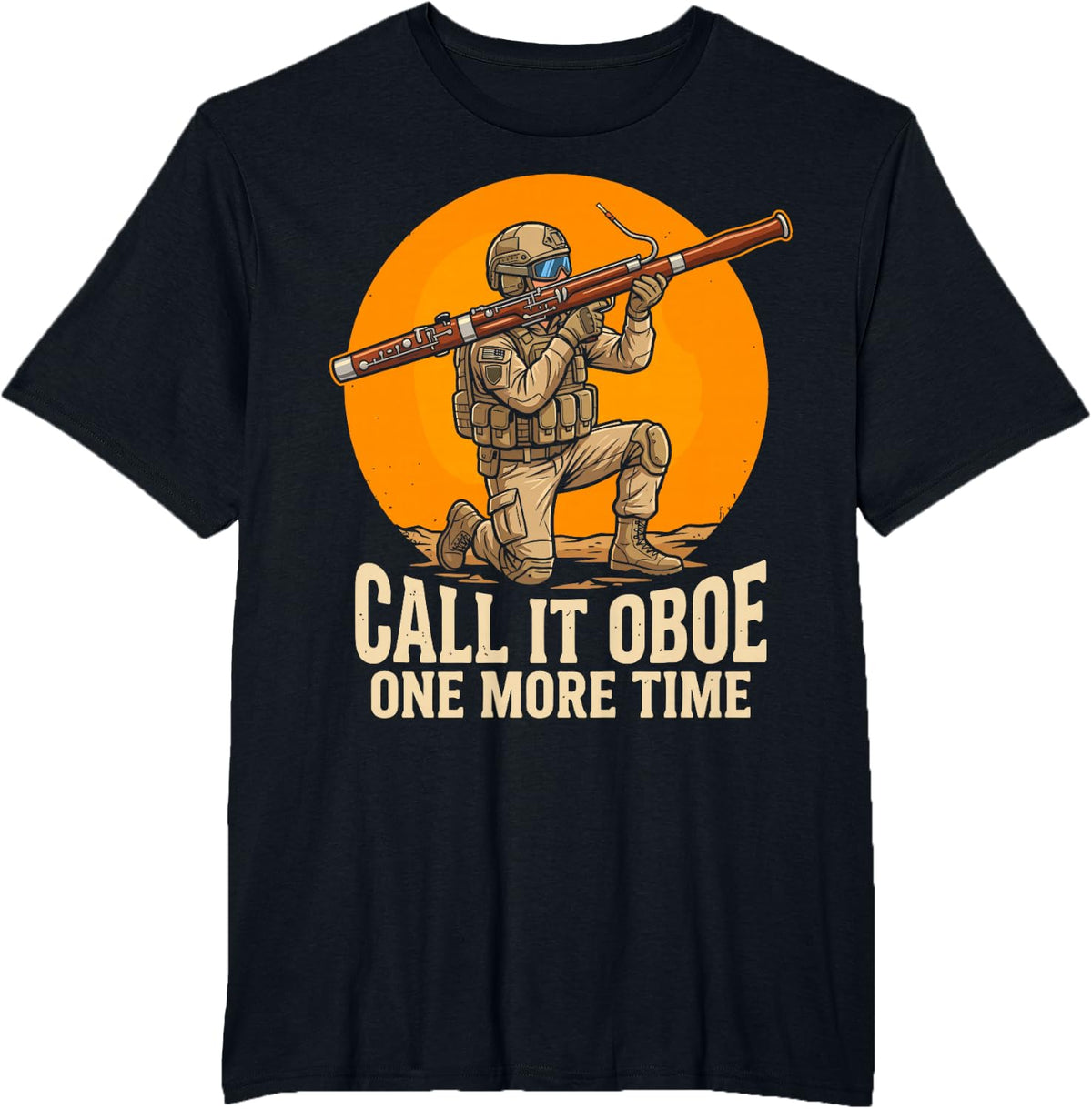 Call It Oboe One More Time Funny Tactical Bassoon Player T-Shirt - Black