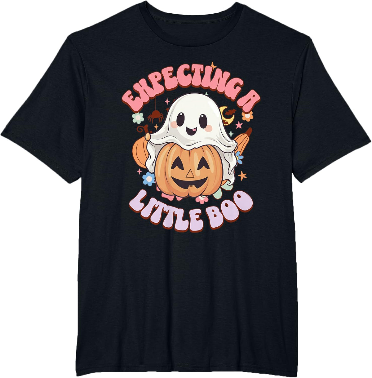 Halloween Pregnancy Mom To Be Expecting Little Boo T-Shirt - Black