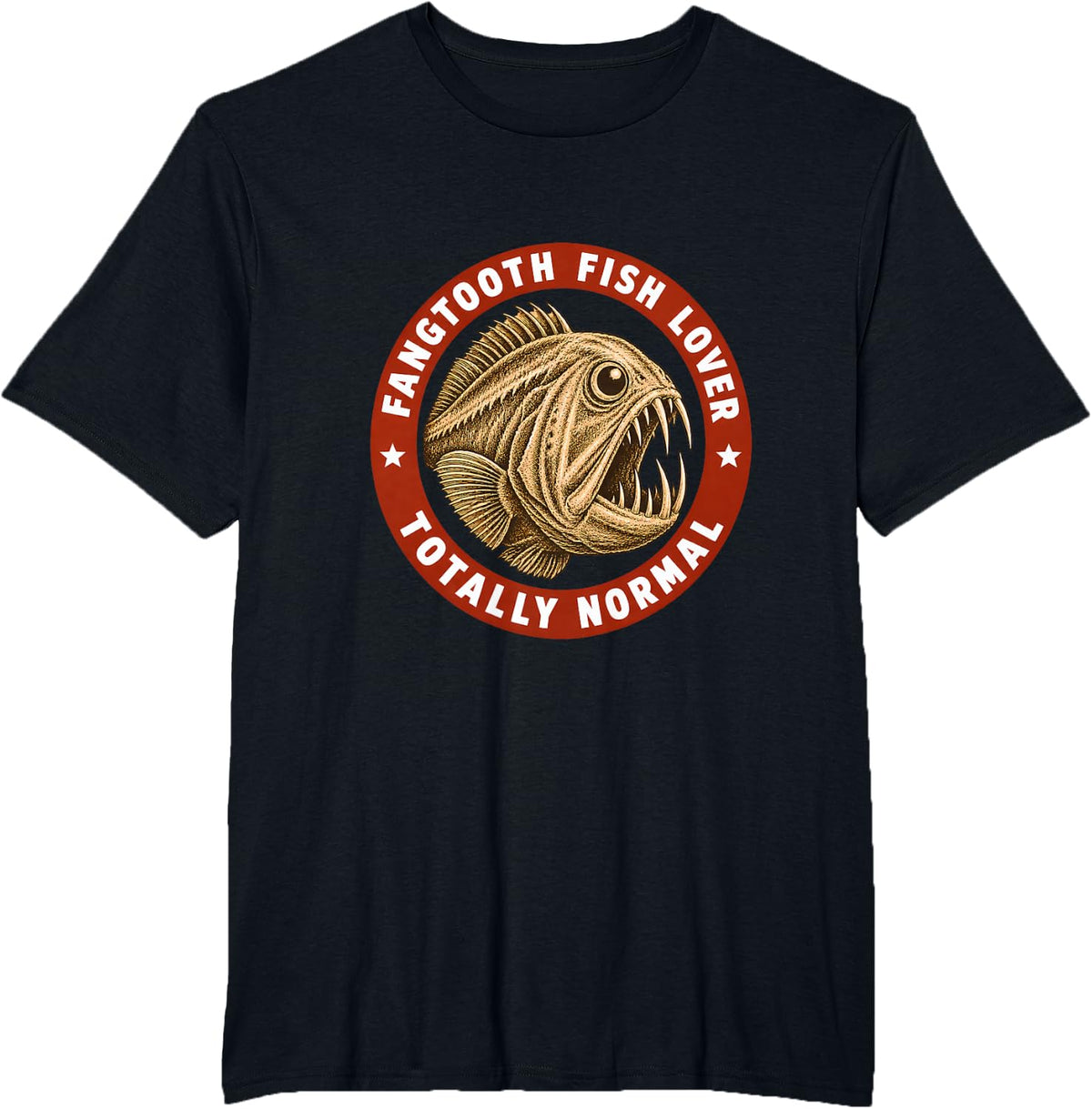 Fangtooth Fish Lover Totally Normal Funny Ocean T-Shirt - Black