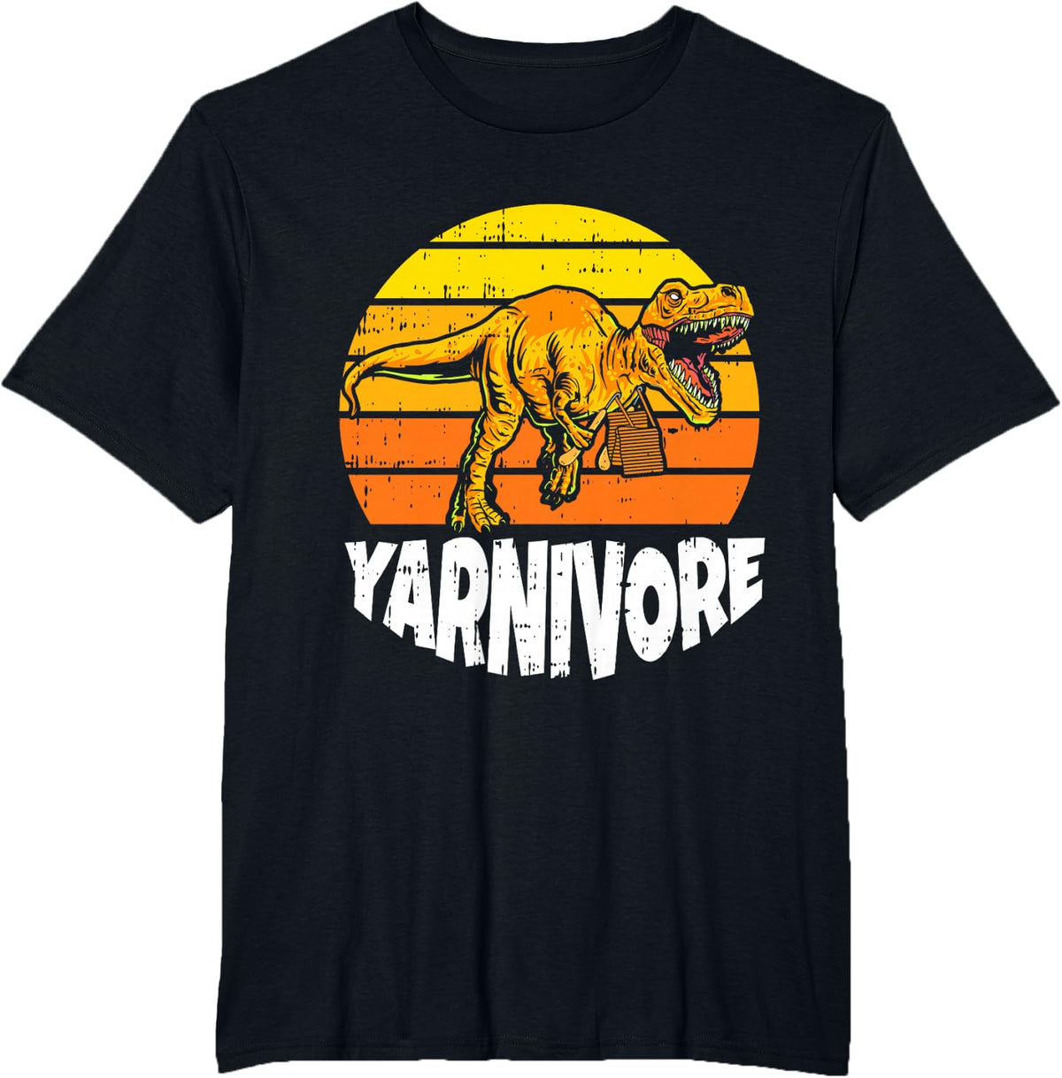 Yarnivore Crochet Dinosaur Knitting Dino Crocheting T-Shirt - Black